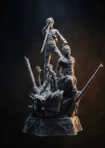 Statue non peinte de Livai et du Titan Bestiale - Attaque des Titans - Impression 3D résine