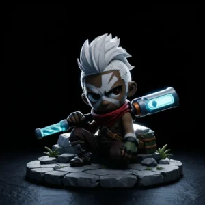 Chibi Ekko figurine from League of Legends – 3D resin, face image 1