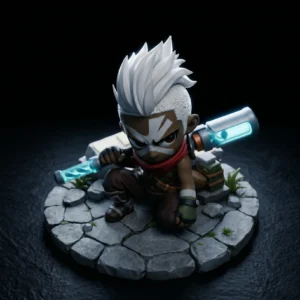 Figurine Chibi Ekko from League of Legends – 3D Resin, Image 2, Profile